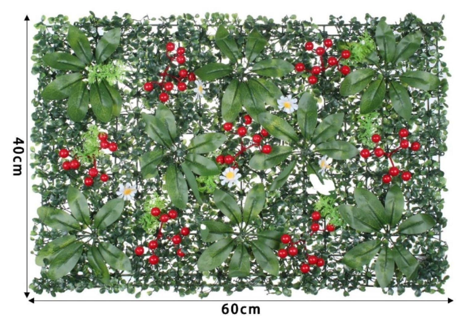 Jardín Muro vertical artificial E palmeta Plantas 60x40 cm Guinda-4