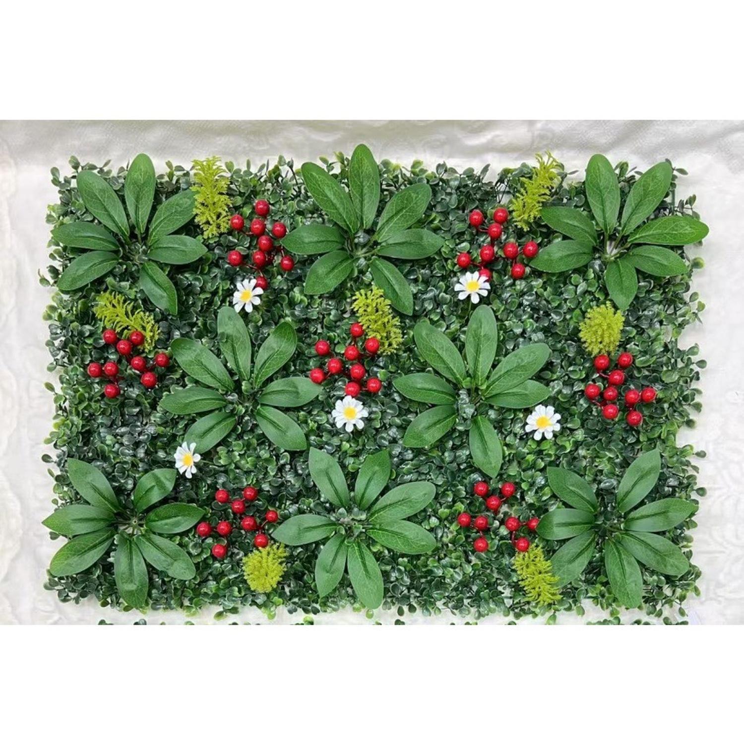 Jardín Muro vertical artificial E palmeta Plantas 60x40 cm Guinda-5