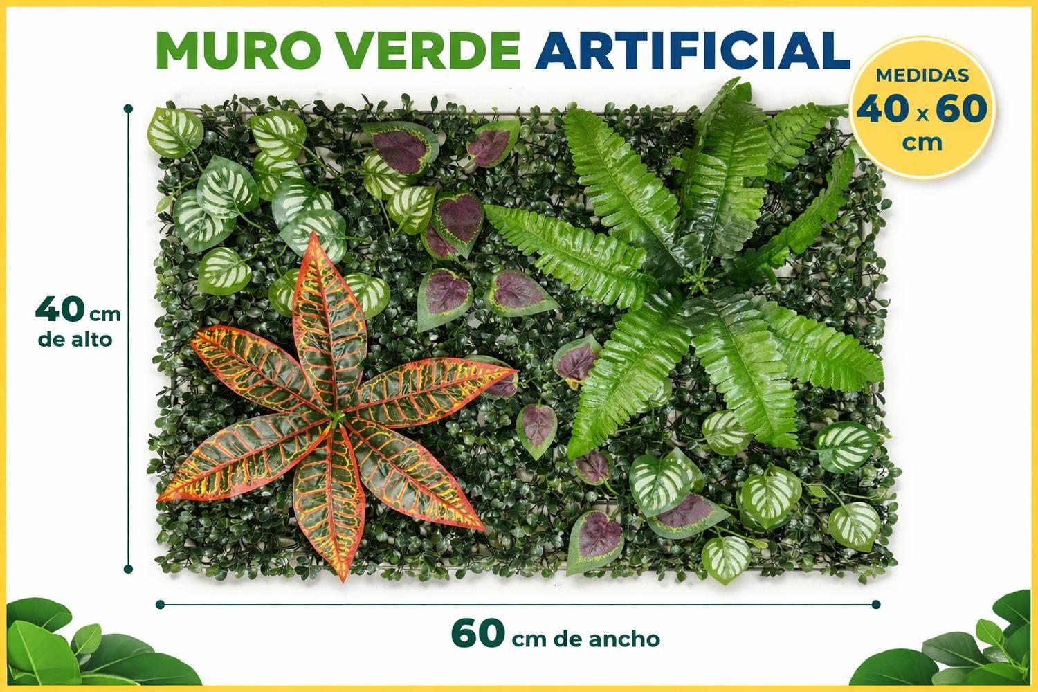 Jardín Muro Vertical Artificial B Palmeta Plantas 60x40 Cm Para Decoracion De Interiores Y Terrazas -3
