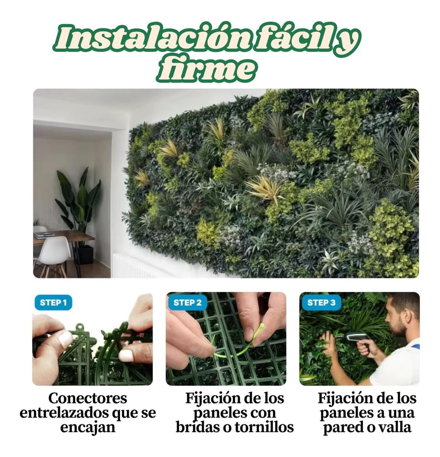 Jardín Muro Vertical Artificial B Palmeta Plantas 60x40 Cm Para Decoracion De Interiores Y Terrazas -4