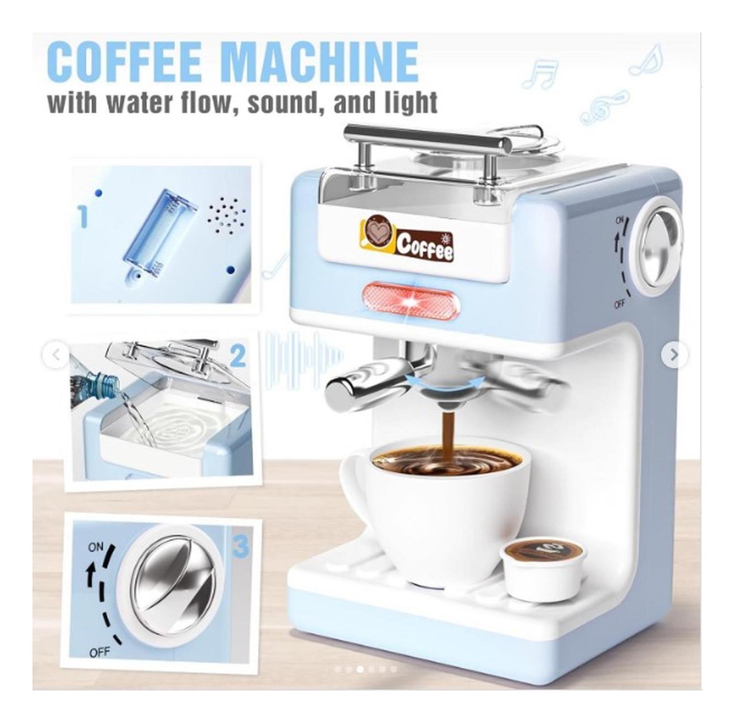 Cafetera Eléctrica De Juguete + 3a-juguetes Educativos Blanco-2