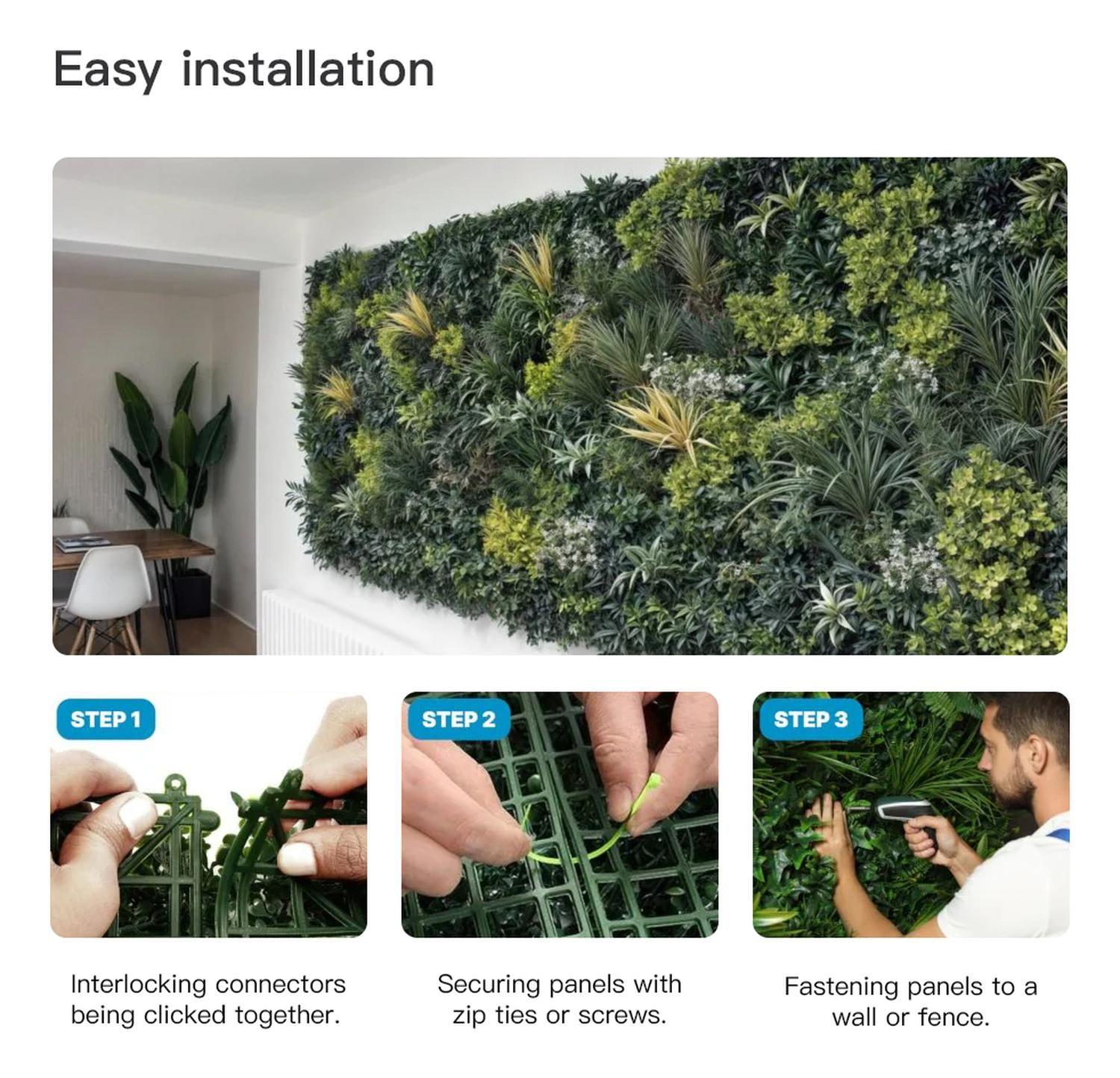 Jardín Muro Vertical Artificial A Palmeta Plantas 60x40 Cm Verde-6