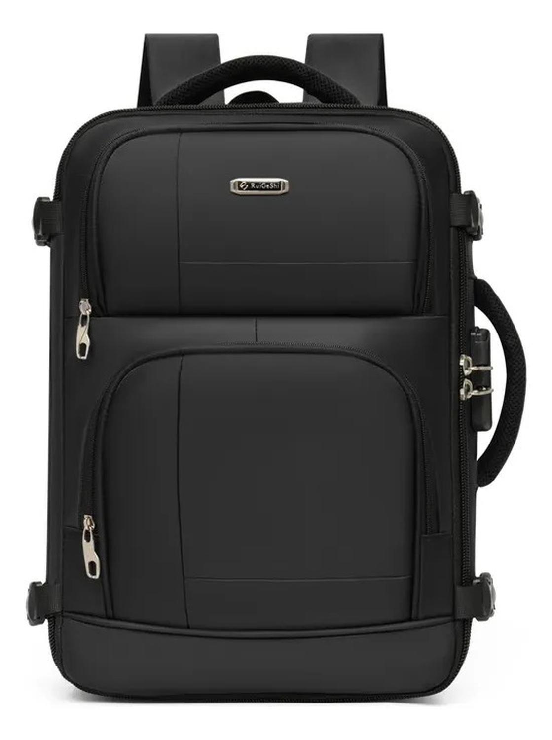 Mochila Negra De Viaje / Equipaje De Mano Multifuncional Negro-0