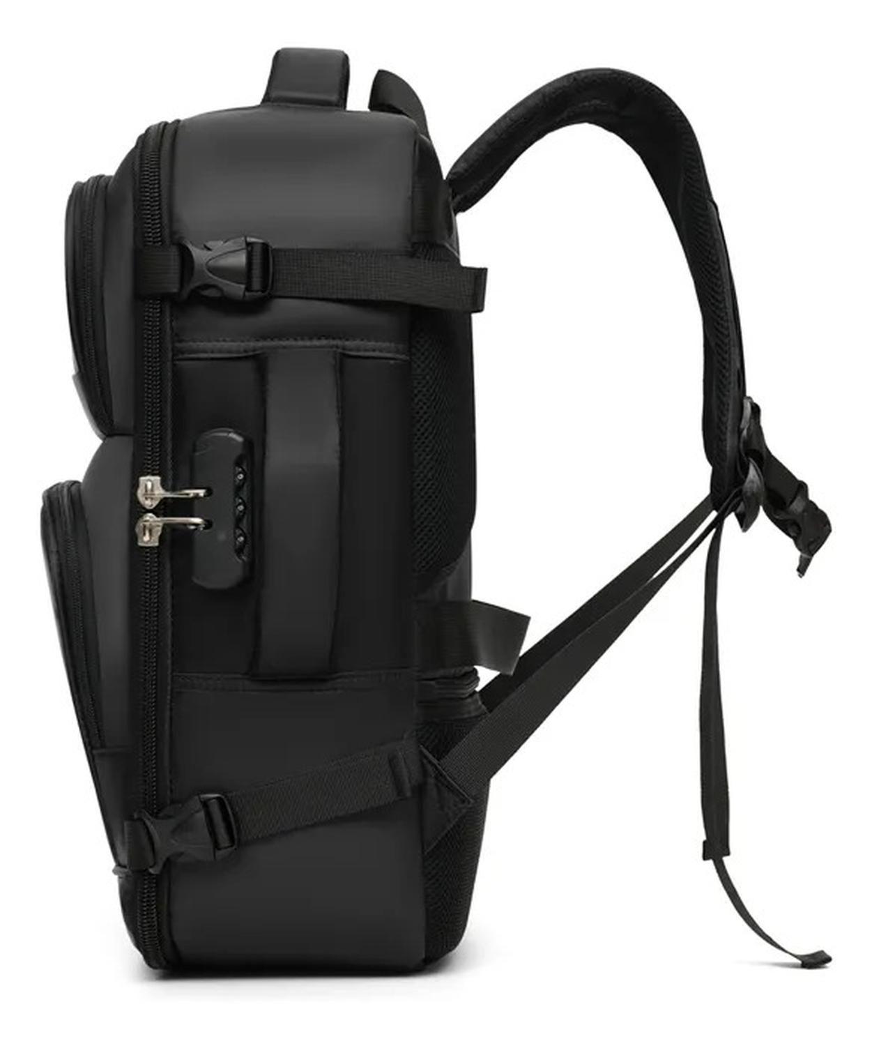 Mochila Negra De Viaje / Equipaje De Mano Multifuncional Negro-1