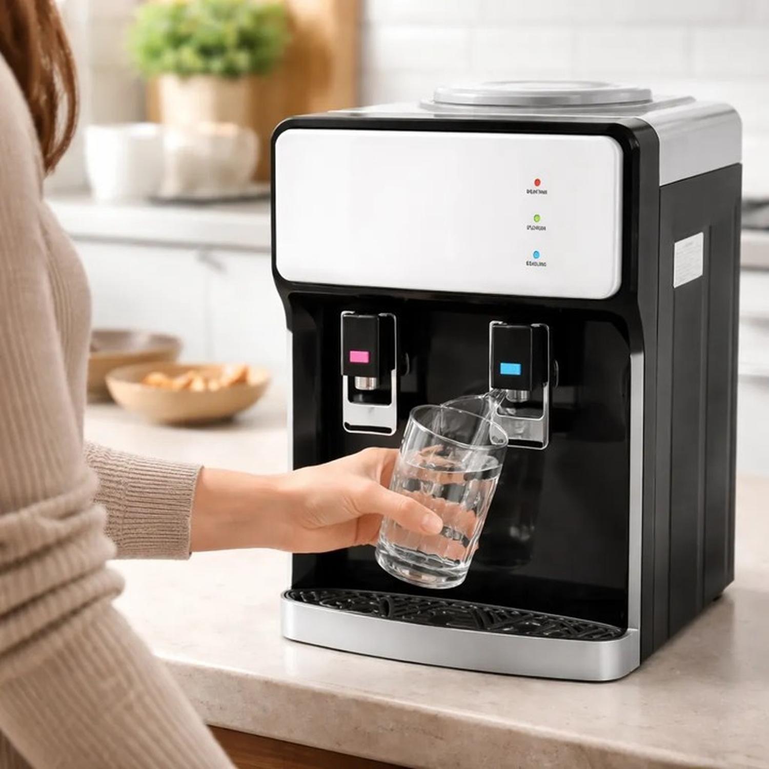 Dispensador De Agua Compresor Sobremesa Frio Caliente 2 Llaves Negro-0