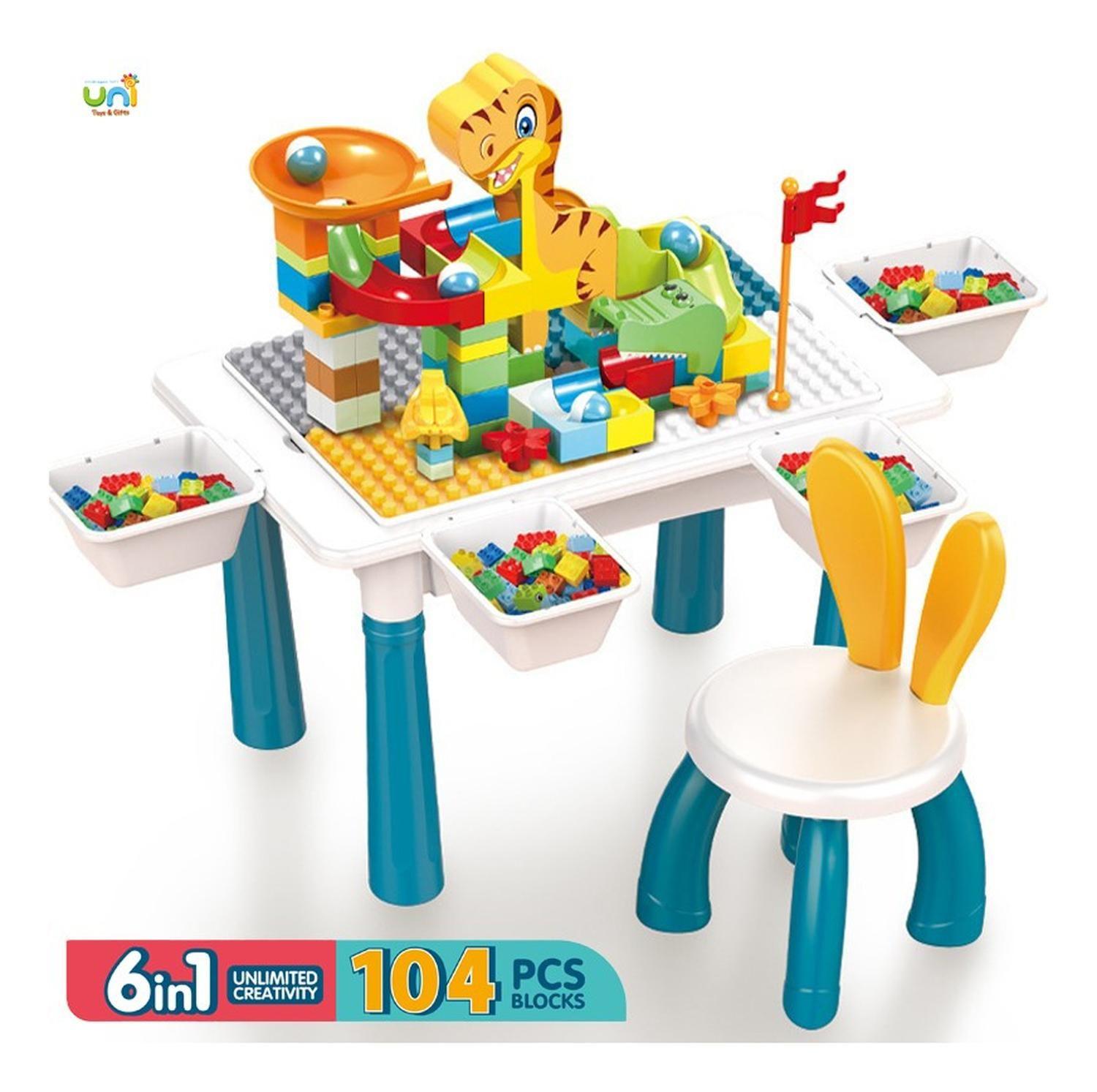Mesa Didactica De Bloques Construcción 104 Pcs y silla-6