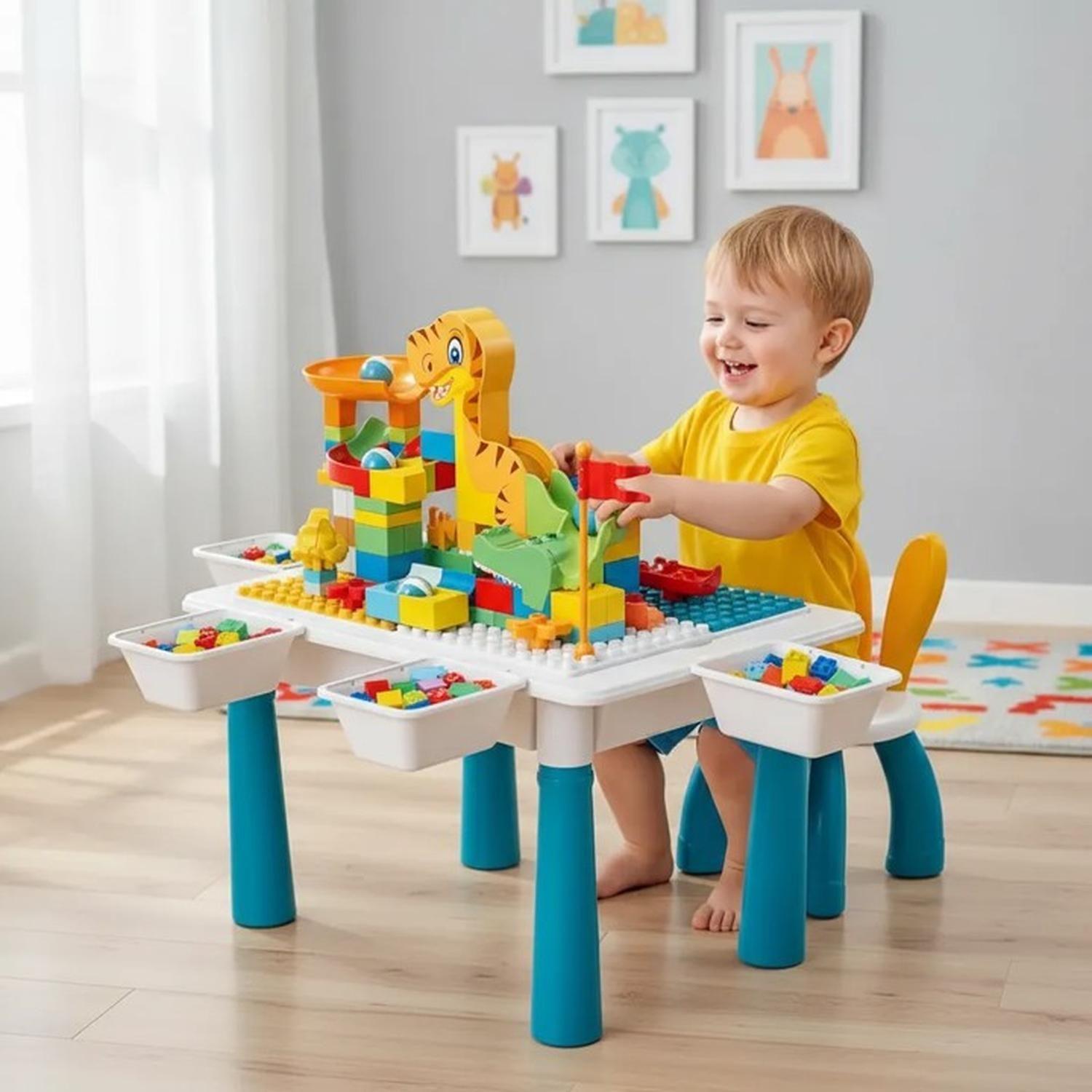 Mesa Didactica De Bloques Construcción 104 Pcs y silla-2