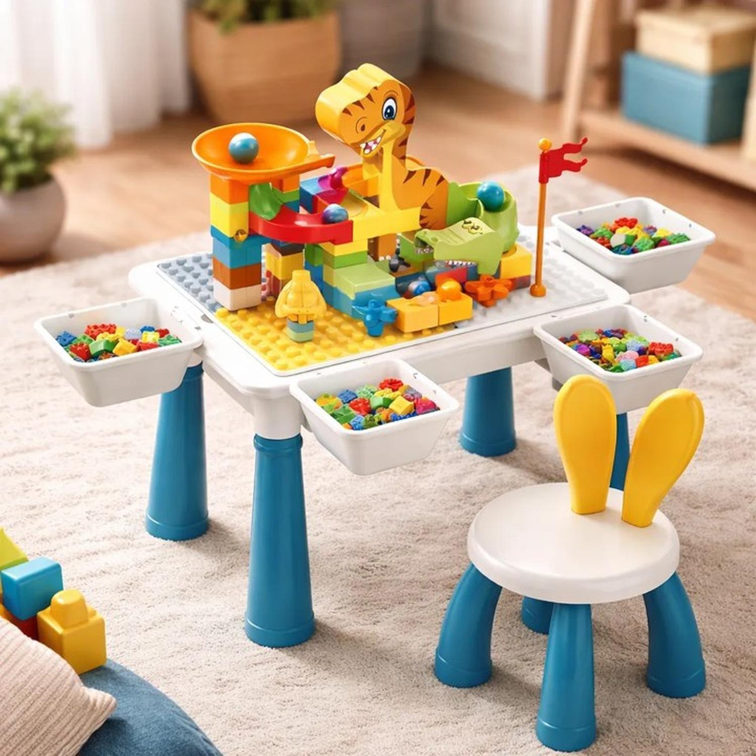 Mesa Didactica De Bloques Construcción 104 Pcs y silla-3