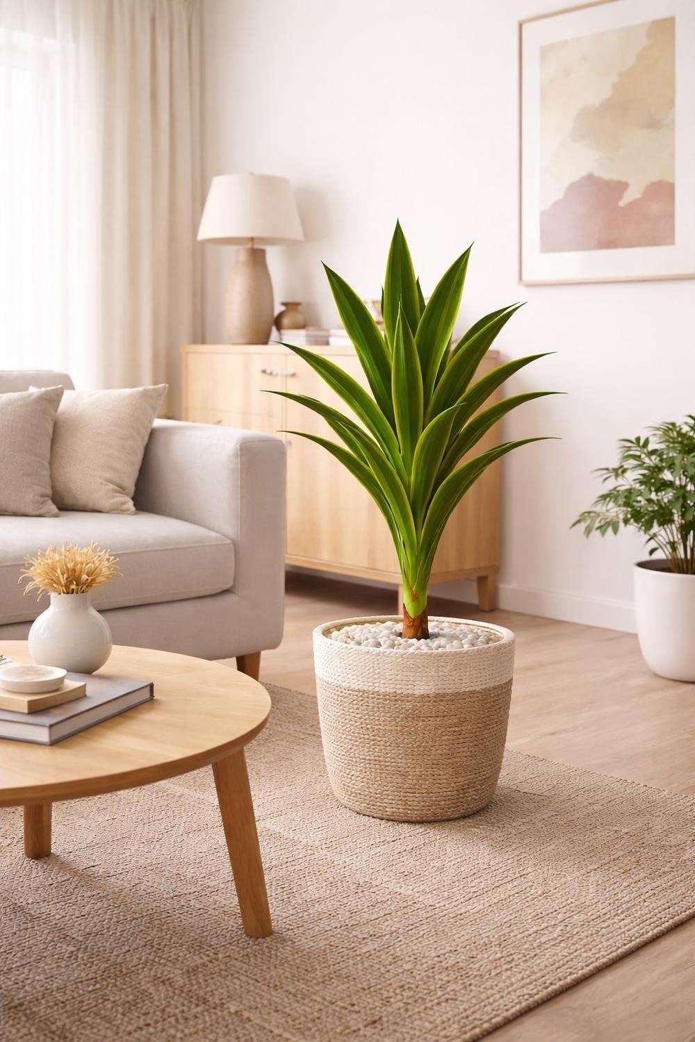Planta Artificial Drácena 120cm Hojas Realistas Interior-0