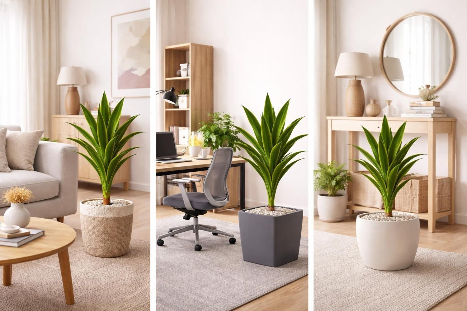Planta Artificial Drácena 120cm Hojas Realistas Interior-2