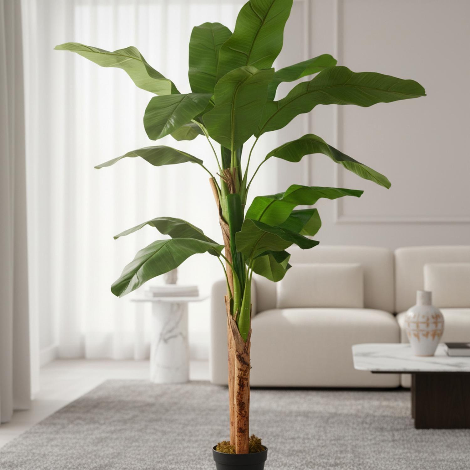 Planta Artificial Banano 160 Cm Luxury 15 Hjs / Arbusto Real Verde-0