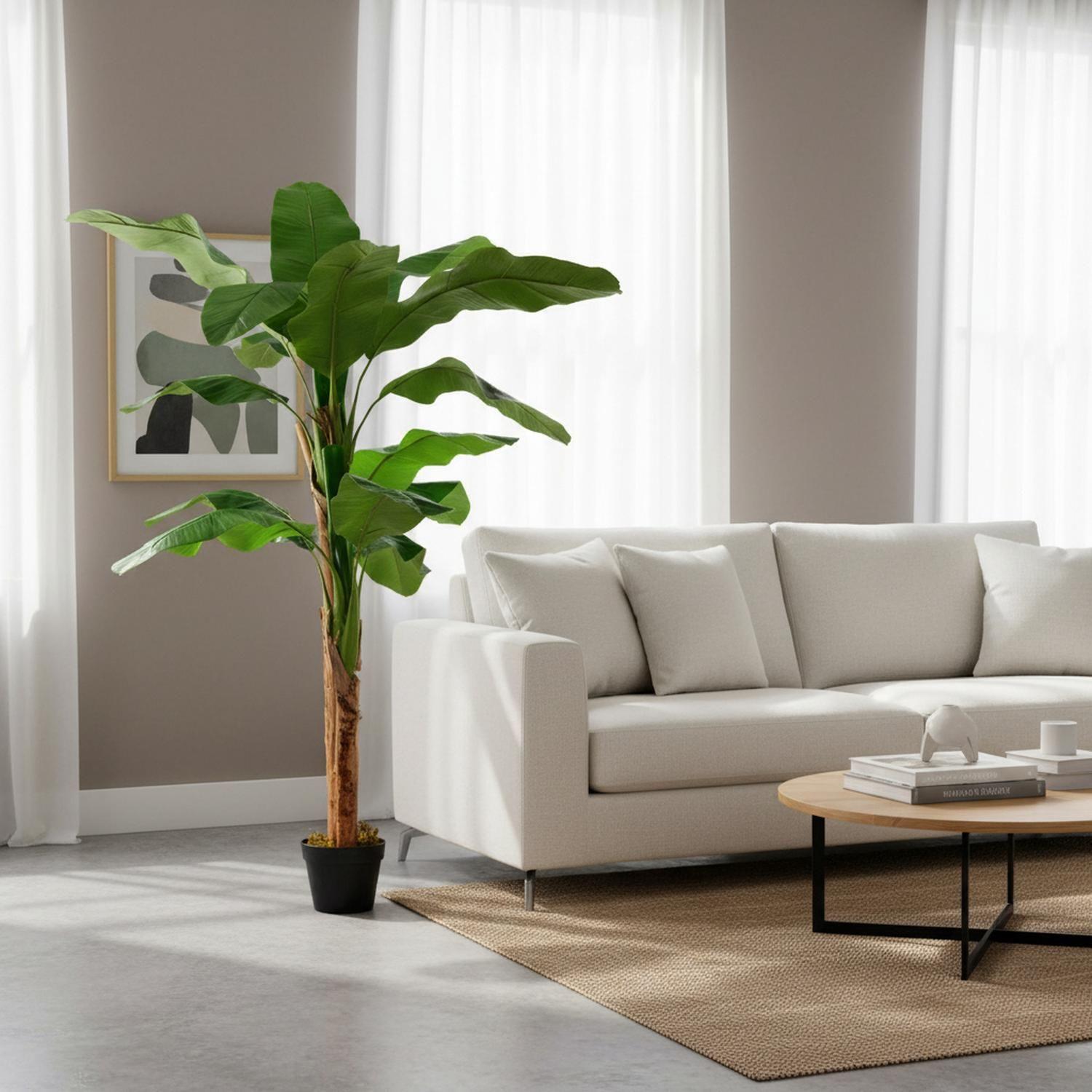 Planta Artificial Banano 160 Cm Luxury 15 Hjs / Arbusto Real Verde-1
