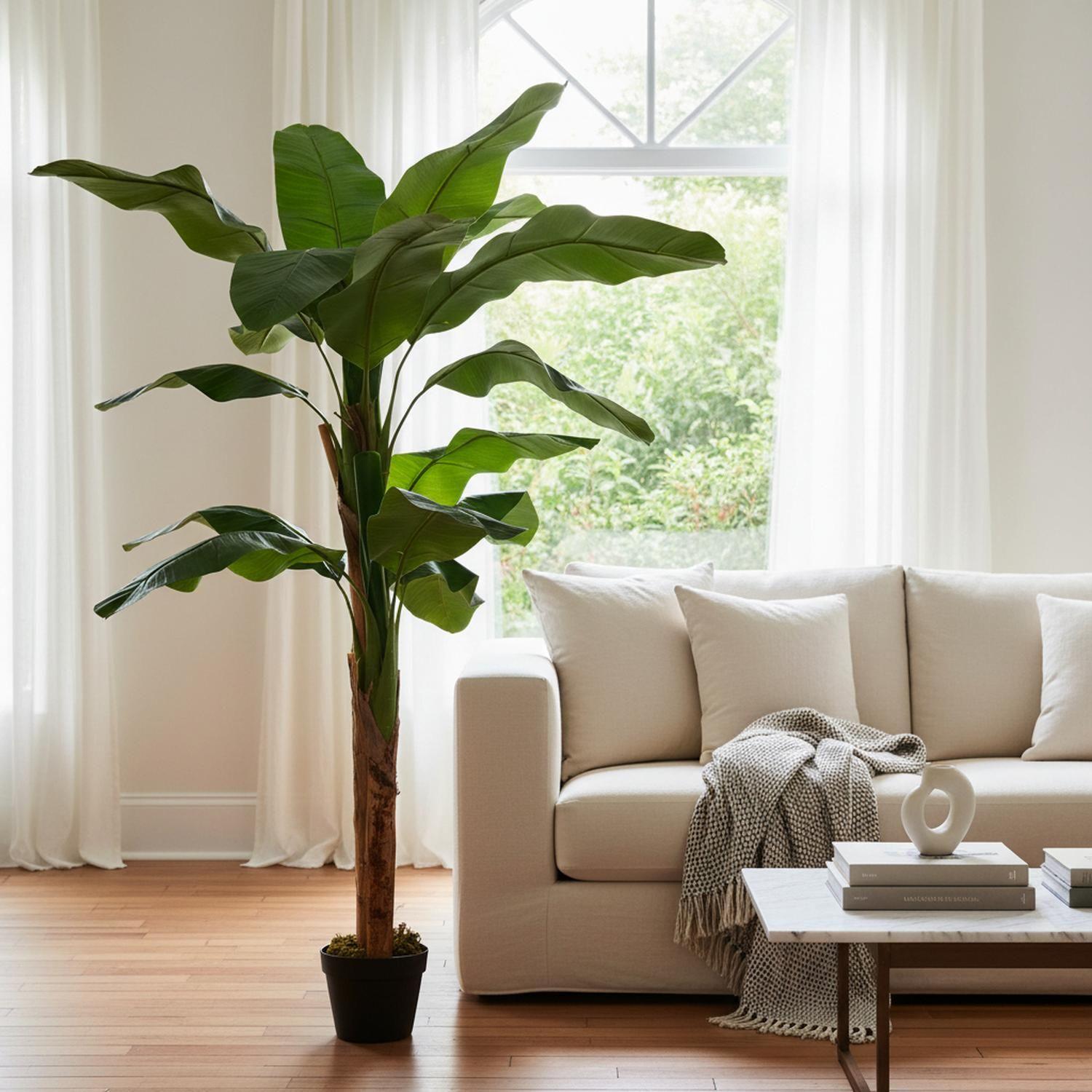 Planta Artificial Banano 160 Cm Luxury 15 Hjs / Arbusto Real Verde-2