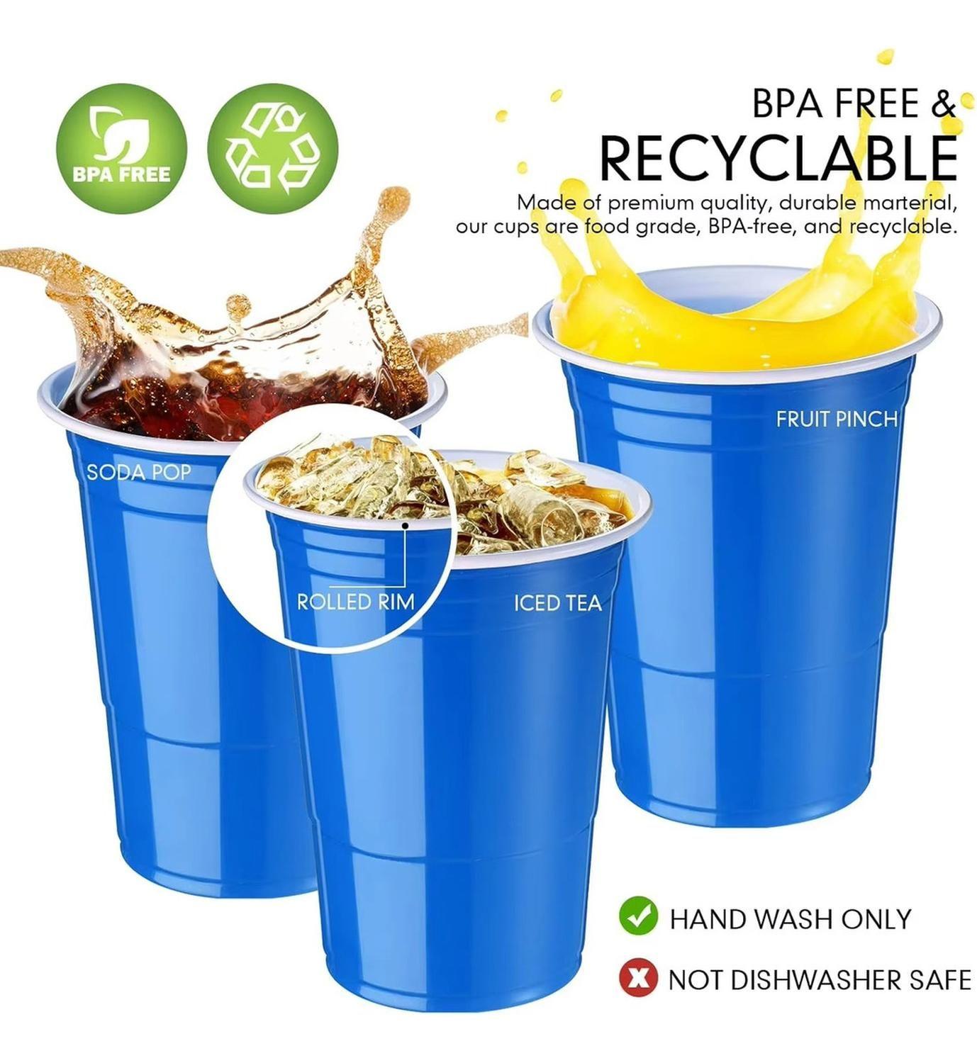 Vaso Plastico Azul Desechable Fiesta 450 Ml X 50 Uds Azul-6