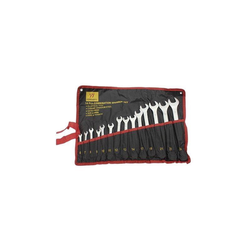 LLAVE COMBINADA MET CR-V SATIN Set x14 FERRAWYY-9