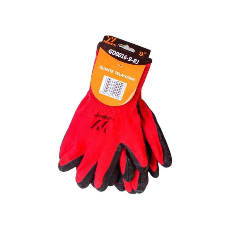GUANTE TELA+GOMA 0016 (ROJO+NEGRO) 9"  FERRAWYY+YT-2