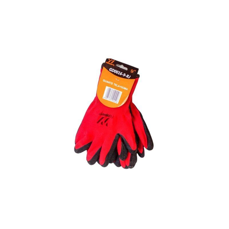 GUANTE TELA+GOMA 0016 (ROJO+NEGRO) 9"  FERRAWYY+YT-5