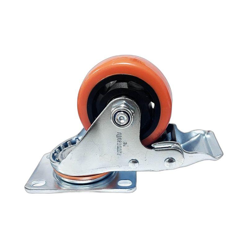 RUEDA INDUSTRIAL PVC/NARANJO CON FRENO 100KG 4'' UYU-3
