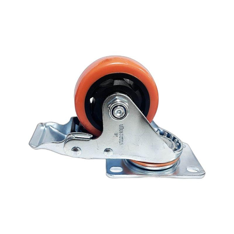 RUEDA INDUSTRIAL PVC/NARANJO CON FRENO 100KG 4'' UYU-4