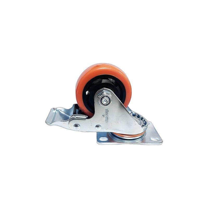 RUEDA INDUSTRIAL PVC/NARANJO CON FRENO 100KG 4'' UYU-5