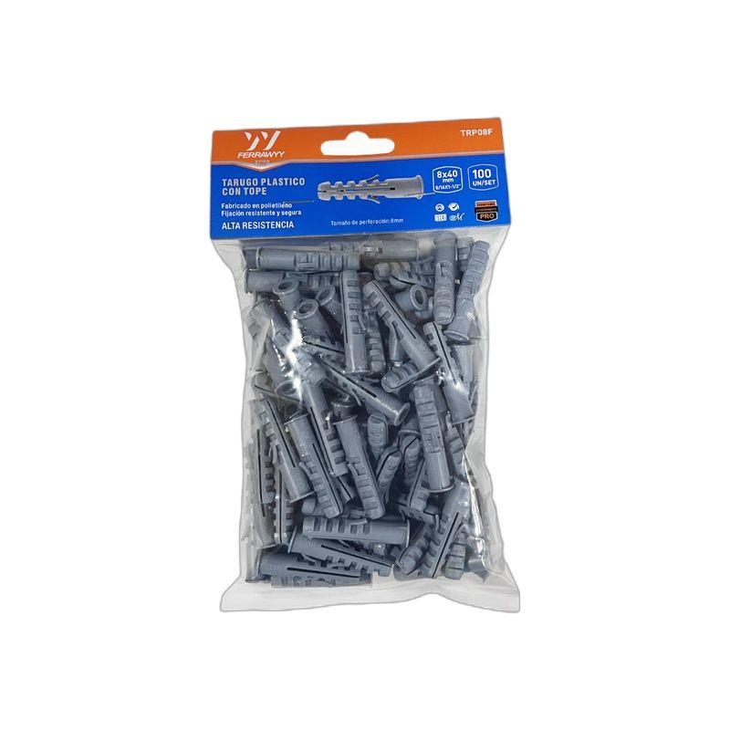 TARUGO PLASTICO CON TOPE 8X40MM 100UN/SET FERRAWYY-2