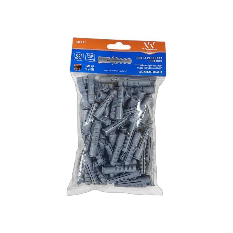 TARUGO PLASTICO CON TOPE 8X40MM 100UN/SET FERRAWYY-3
