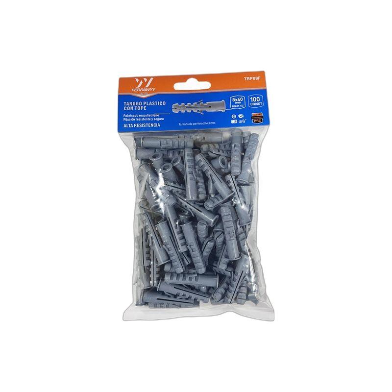 TARUGO PLASTICO CON TOPE 8X40MM 100UN/SET FERRAWYY-4