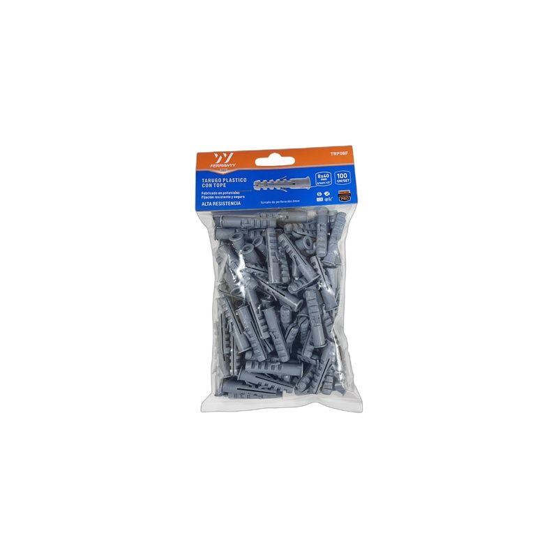 TARUGO PLASTICO CON TOPE 8X40MM 100UN/SET FERRAWYY-5