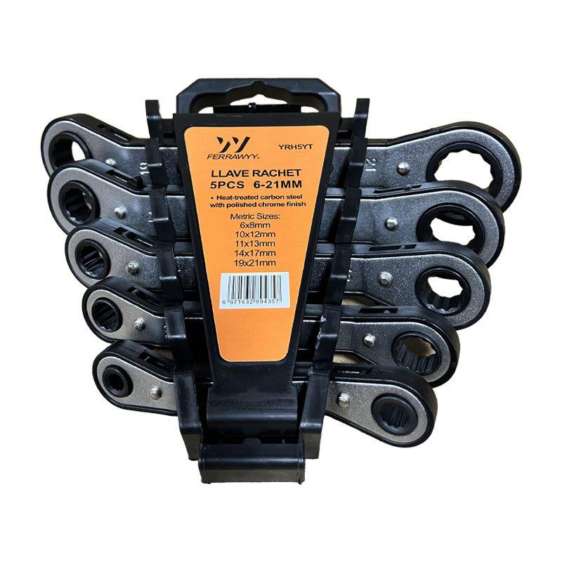 LLAVE RACHET 5PCS 6-21MM FERRAWYY-YT-2