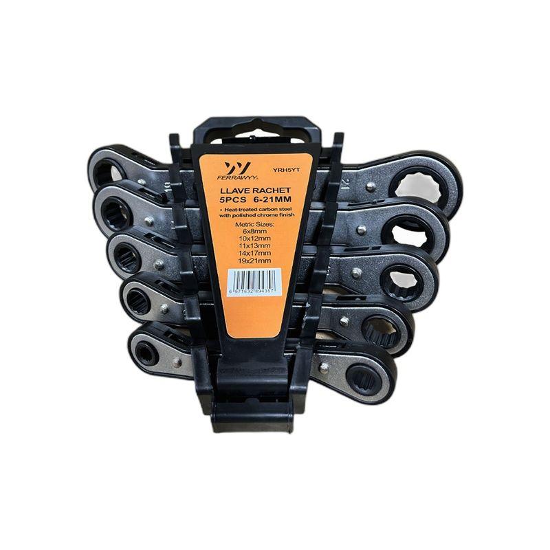 LLAVE RACHET 5PCS 6-21MM FERRAWYY-YT-4