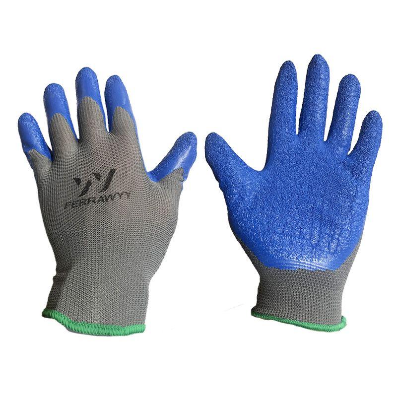 GUANTE TELA+GOMA 0016 (GRIS+AZUL) 7" FERRAWYY-YT-1