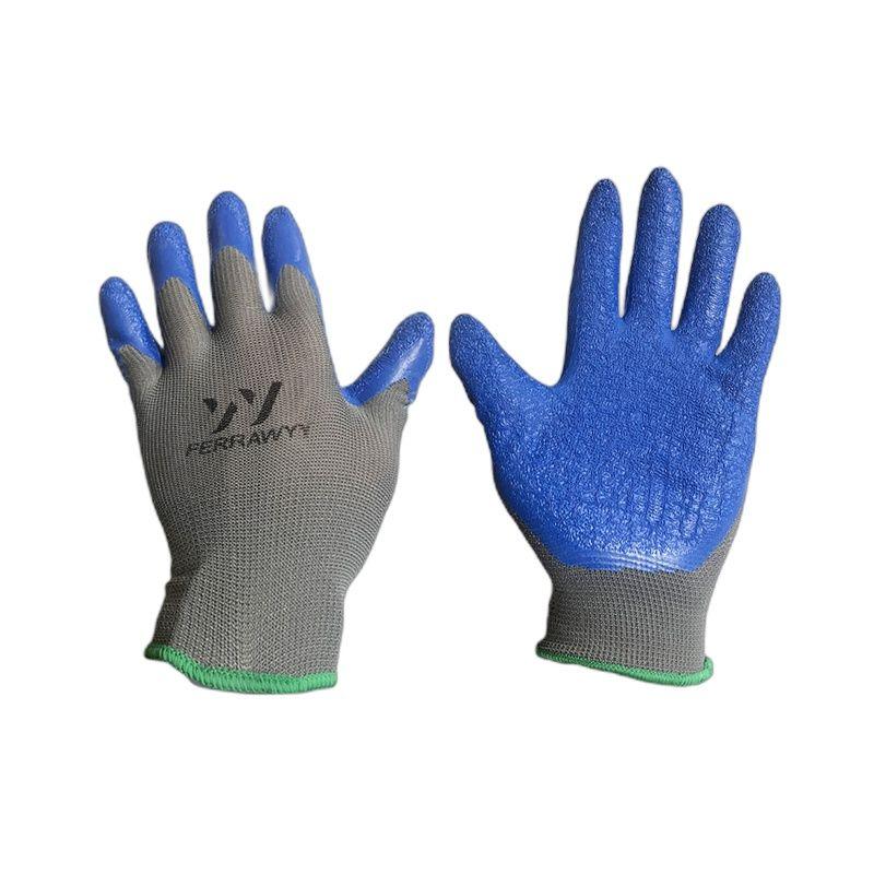 GUANTE TELA+GOMA 0016 (GRIS+AZUL) 7" FERRAWYY-YT-2