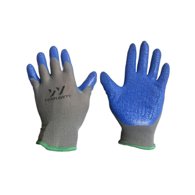 GUANTE TELA+GOMA 0016 (GRIS+AZUL) 7" FERRAWYY-YT-4