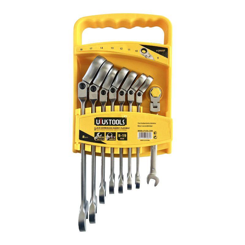 JGO 8 PCS LLAVE COMBINADA RACHET FLEXIBLE 8-19MM UYU-1