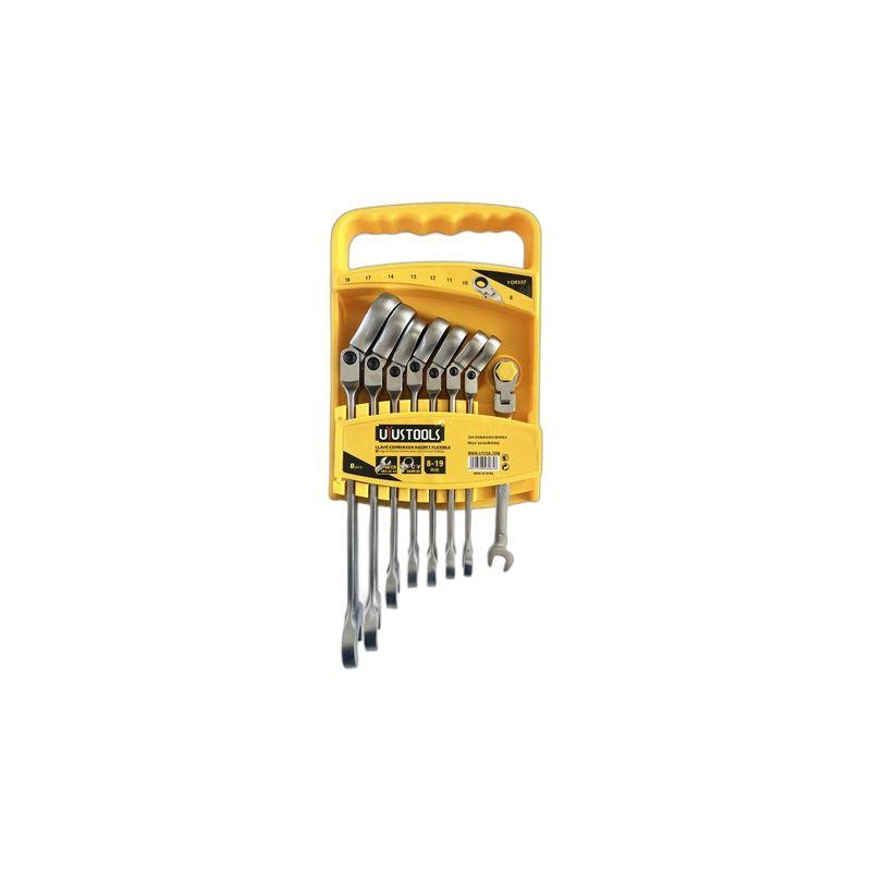 JGO 8 PCS LLAVE COMBINADA RACHET FLEXIBLE 8-19MM UYU-5