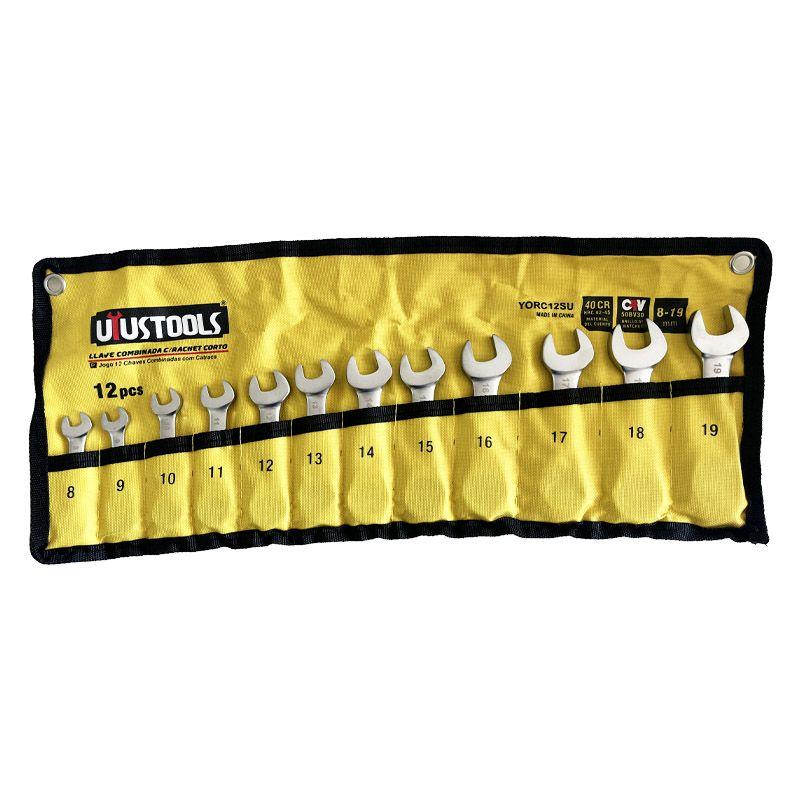 LLAVE COMBINADA RACHET CORTO 8-19 MM SET X12 UYUSTOOLS-0
