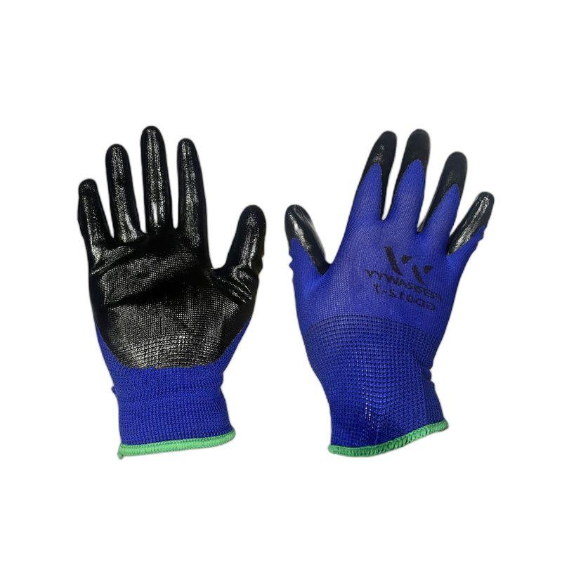 GUANTE TELA+GOMA AZUL NEGRO 7" FERRAWYY-YT-3