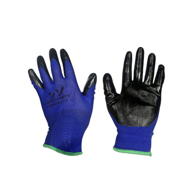 GUANTE TELA+GOMA AZUL NEGRO 7" FERRAWYY-YT-4