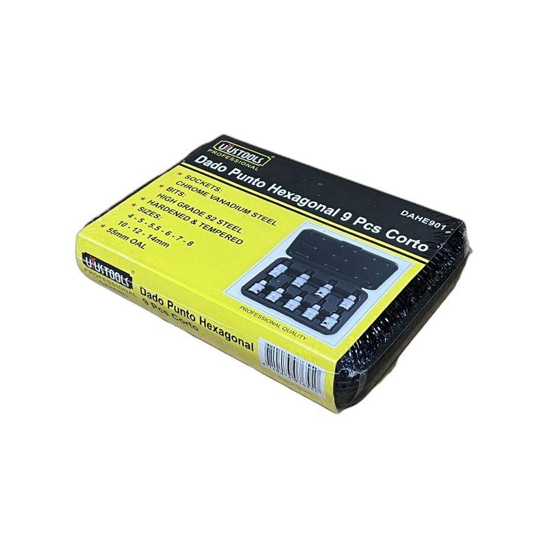 BIT HEXAGONAL 1/2" CORTO 4-14 MM Set x9 Uyustools-1
