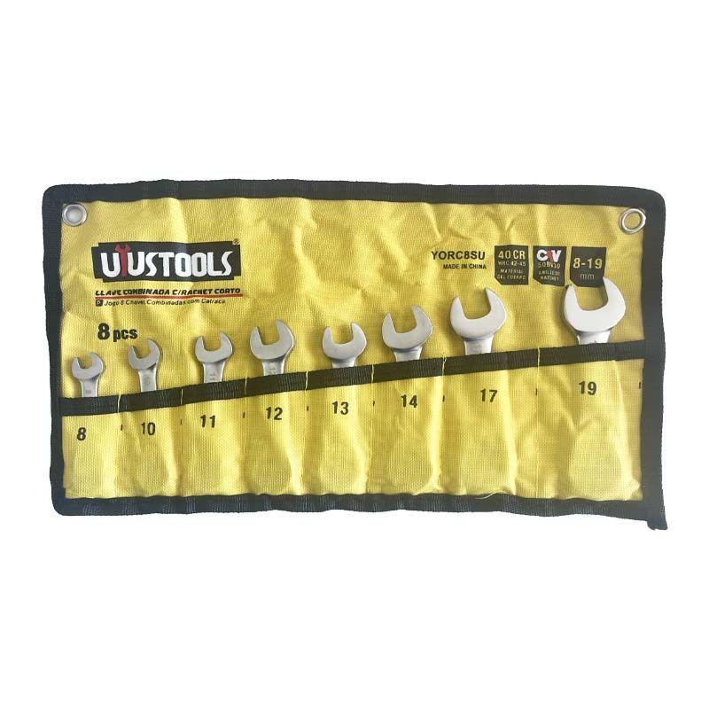 JGO 8 PCS LLAVE COMBINADA RACHET CORTO 8-19MM UYU-0