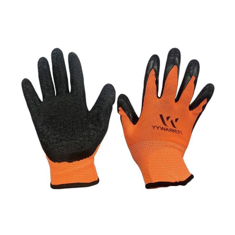 GUANTE TELA+GOMA 0016 (NARANJO+NEGRO) 8"  FERRAWYY-YT-3