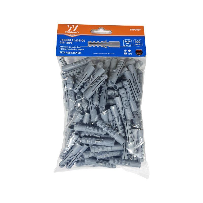 TARUGO PLASTICO SIN TOPE 8X40MM 100UN/SET FERRAWYY-0