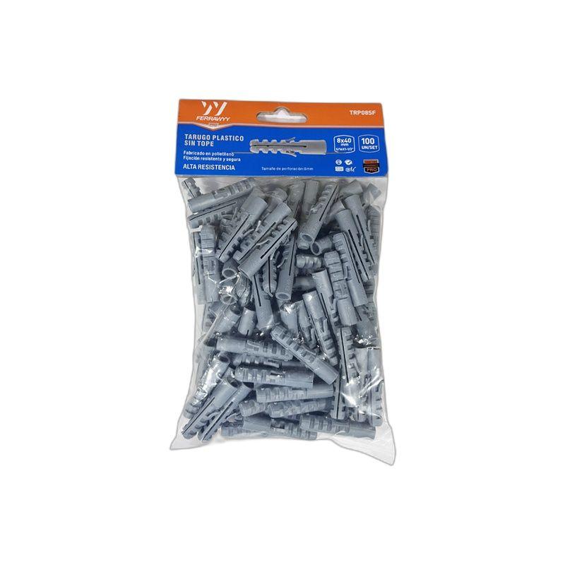 TARUGO PLASTICO SIN TOPE 8X40MM 100UN/SET FERRAWYY-2