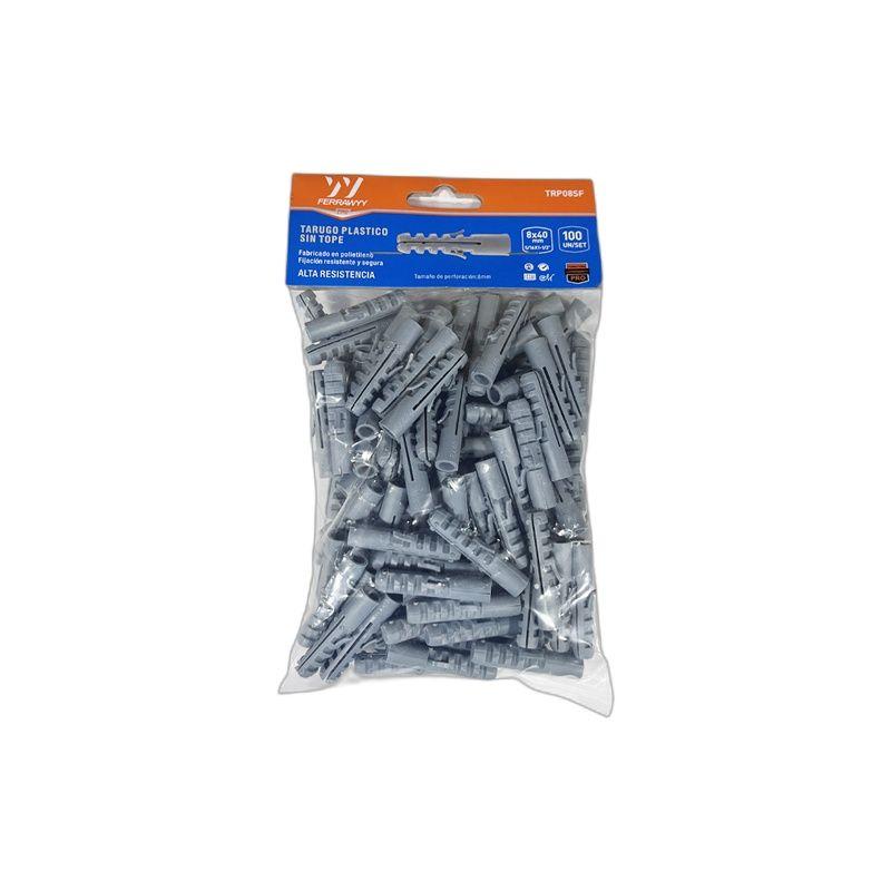 TARUGO PLASTICO SIN TOPE 8X40MM 100UN/SET FERRAWYY-4