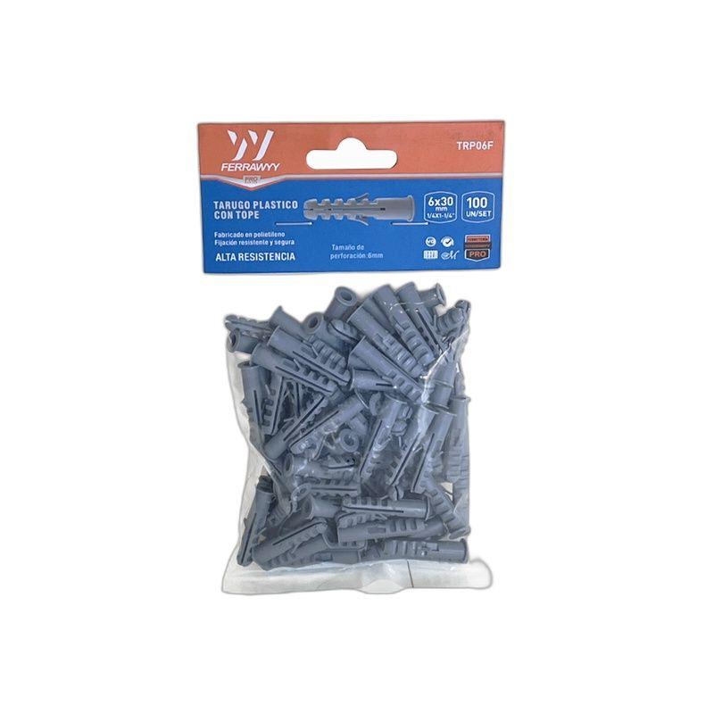 TARUGO PLASTICO CON TOPE 6X30MM 100UN/SET FERRAWYY-2