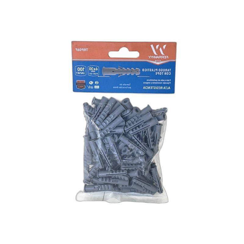 TARUGO PLASTICO CON TOPE 6X30MM 100UN/SET FERRAWYY-3