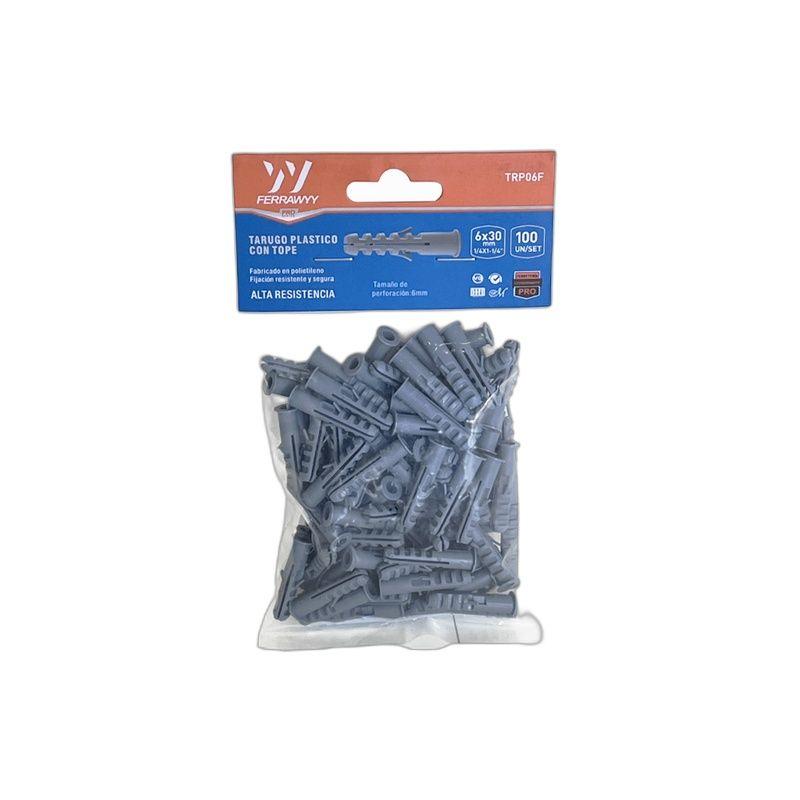 TARUGO PLASTICO CON TOPE 6X30MM 100UN/SET FERRAWYY-4