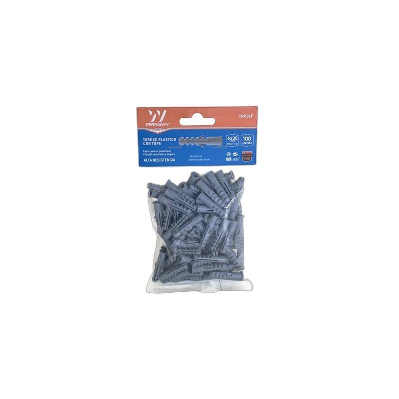 TARUGO PLASTICO CON TOPE 6X30MM 100UN/SET FERRAWYY-5