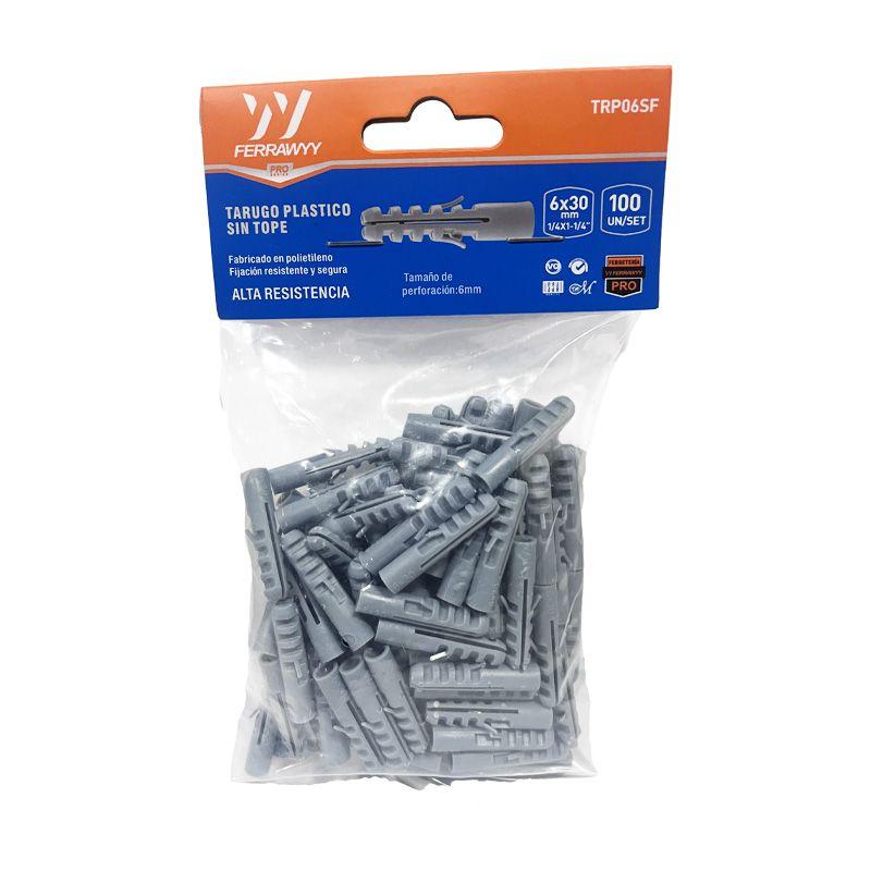 TARUGO PLASTICO SIN TOPE 6X30MM 100UN/SET FERRAWYY-1