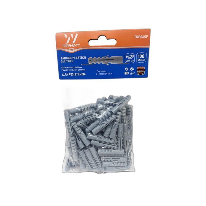 TARUGO PLASTICO SIN TOPE 6X30MM 100UN/SET FERRAWYY-2
